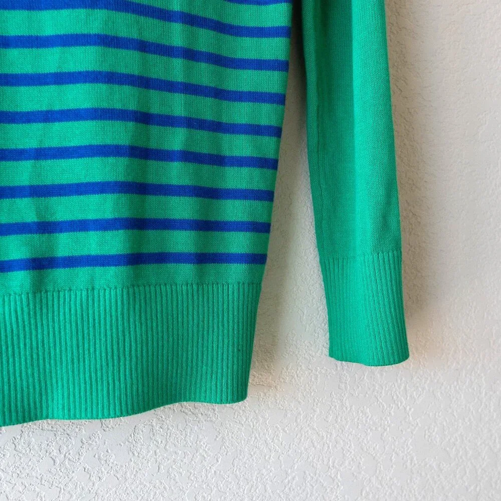 Banana Republic XS Green Blue Stripe Cardigan Button Front Cotton Blend